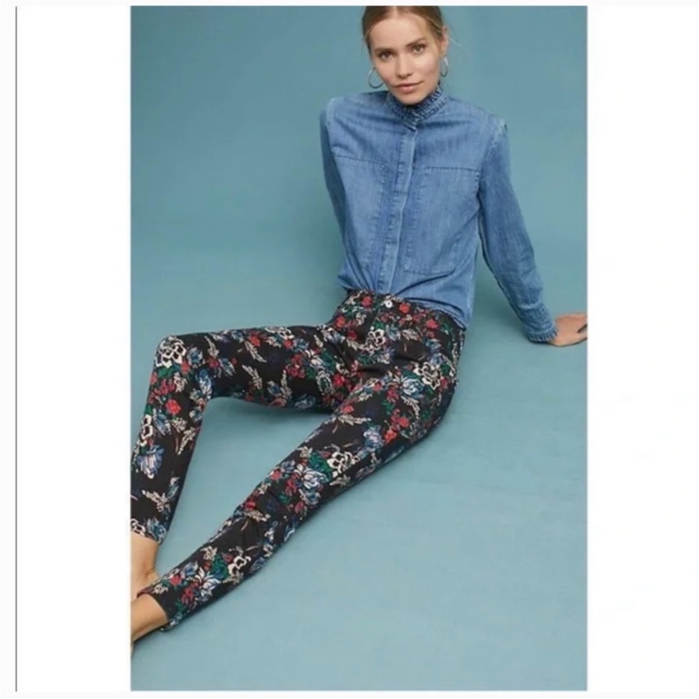 Anthropologie Pilcro & Letterpress Mid Rise Skinny Jeans Floral size 28 - Picture 4 of 8